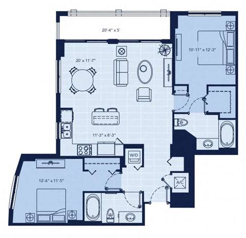 a blue and white floor plan of a house at Regatta at New River, Florida